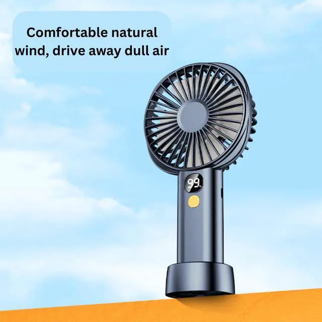 Alt view image 4 of 5 - Vortex S-19 White Small Handy Convenient Wireless Rechargeable Powerful 5 speed levels Natural wind mode option Battery level indication standing fan with table dock (White)