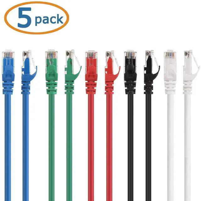 Alt view image 3 of 5 - Cable Matters 5-Color Combo Snagless Short Cat6 Ethernet Cable (Cat6 Cable, Cat 6 Cable) 7 ft & 5-Pack Snagless Short Cat6 Ethernet Cable