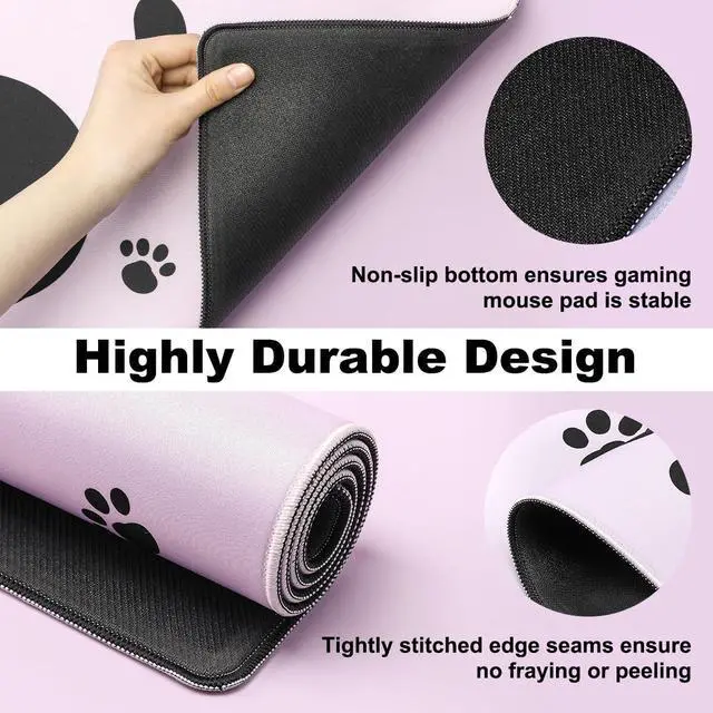Alt view image 3 of 5 - YUNZII Keynovo Gaming Mouse Pad, Large Mouse Pad, Non-Slip 4mm Laptop Gaming Desk Pad for Office and Home(Naughty cat, 31.49'' x 11.8'')