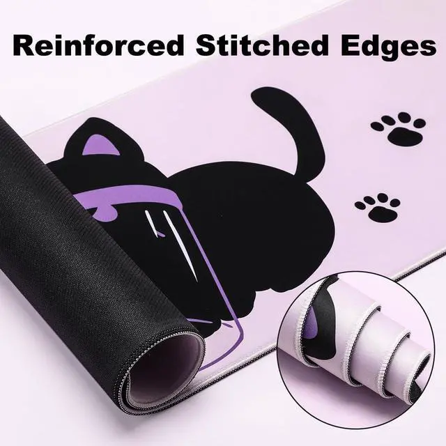 Alt view image 5 of 5 - YUNZII Keynovo Gaming Mouse Pad, Large Mouse Pad, Non-Slip 4mm Laptop Gaming Desk Pad for Office and Home(Naughty cat, 31.49'' x 11.8'')