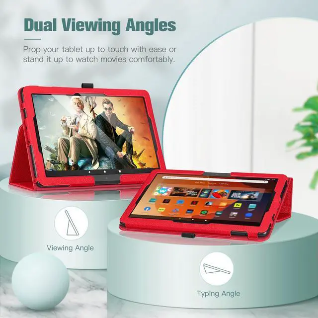 Alt view image 4 of 5 - Fintie Folio Case for All-New  Fire HD 10 and 10 Plus Tablet (13th/11th Generation, 2023/2021 Release) - Slim Fit Standing Cover with Auto Sleep/Wake, Red