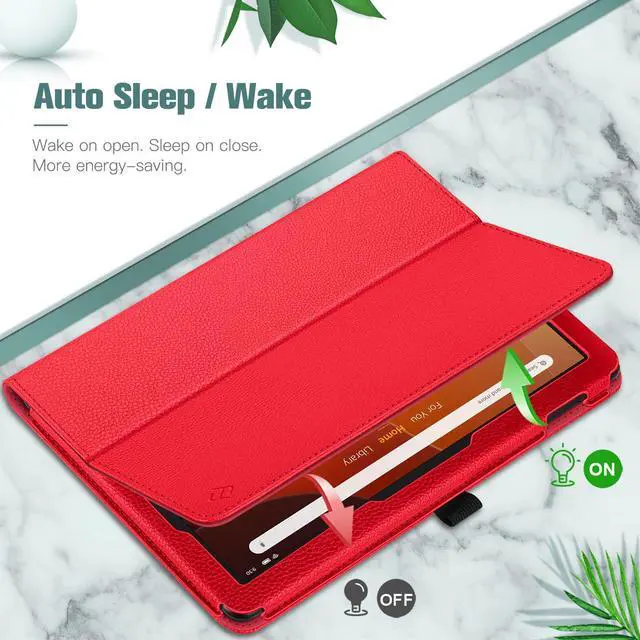 Alt view image 3 of 5 - Fintie Folio Case for All-New  Fire HD 10 and 10 Plus Tablet (13th/11th Generation, 2023/2021 Release) - Slim Fit Standing Cover with Auto Sleep/Wake, Red