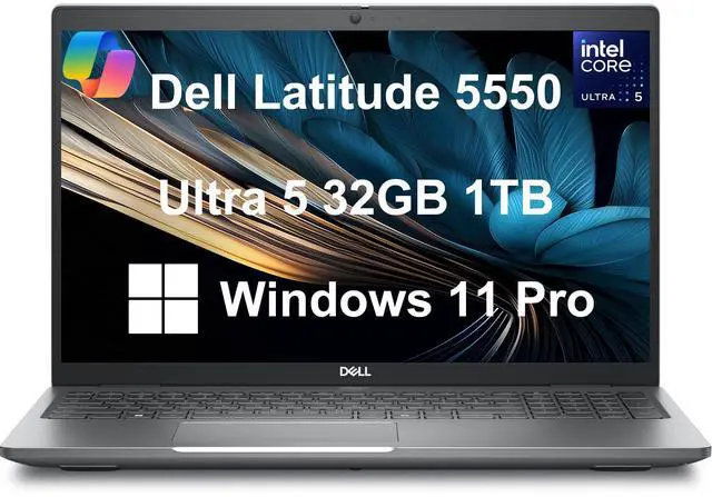 Main image of Dell Latitude 5550 Business Laptop (15.6" FHD Anti-Glare, Intel 12-Core Ultra 5 125U (Beat i7-1355U), 32GB DDR5 RAM, 1TB SSD) FHD RGB Webcam, Thunderbolt 4, Ethernet, Win 11 Pro, 2025 AI PC, Gray