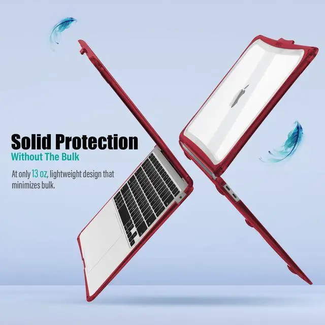 Alt view image 4 of 5 - IBENZER Hexpact Compatible with MacBook Air 13 Inch Case 2022 2021 2020 M1 A2337 A2179 A1932, Heavy Duty Protective Case with Screen Lock for Mac Air 13 with Touch ID, Wine Red, AT13-WR