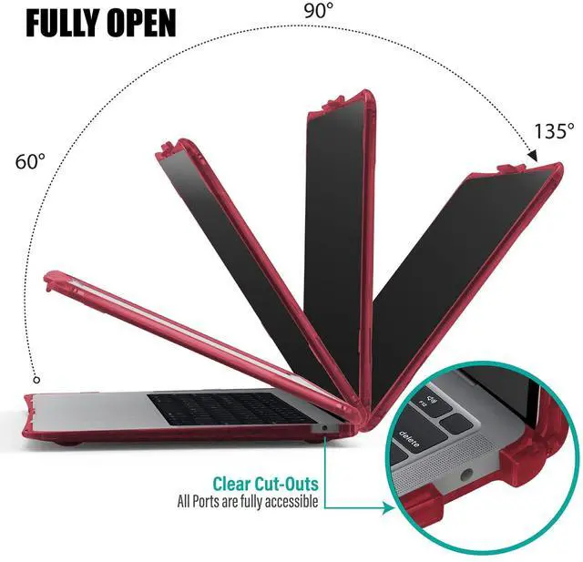 Alt view image 5 of 5 - IBENZER Hexpact Compatible with MacBook Air 13 Inch Case 2022 2021 2020 M1 A2337 A2179 A1932, Heavy Duty Protective Case with Screen Lock for Mac Air 13 with Touch ID, Wine Red, AT13-WR