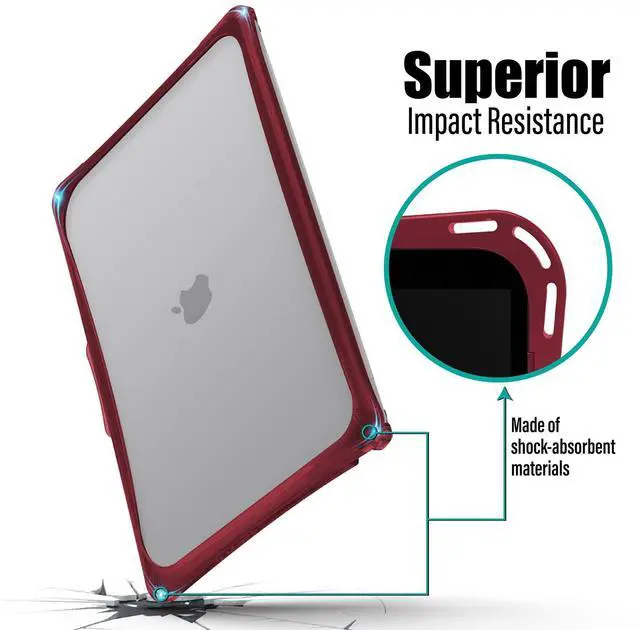 Alt view image 3 of 5 - IBENZER Hexpact Compatible with MacBook Air 13 Inch Case 2022 2021 2020 M1 A2337 A2179 A1932, Heavy Duty Protective Case with Screen Lock for Mac Air 13 with Touch ID, Wine Red, AT13-WR