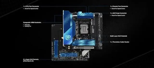 Alt view image 5 of 5 - ASRock Intel Core Ultra Z890 LGA1851 RL-ILM Mini ITX Motherboard Phantom Gaming Z890i Nova WiFi 7 DDR5 9466 MHz 128 GB