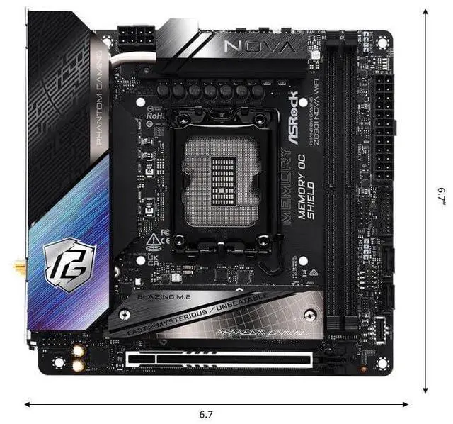 Alt view image 3 of 5 - ASRock Intel Core Ultra Z890 LGA1851 RL-ILM Mini ITX Motherboard Phantom Gaming Z890i Nova WiFi 7 DDR5 9466 MHz 128 GB