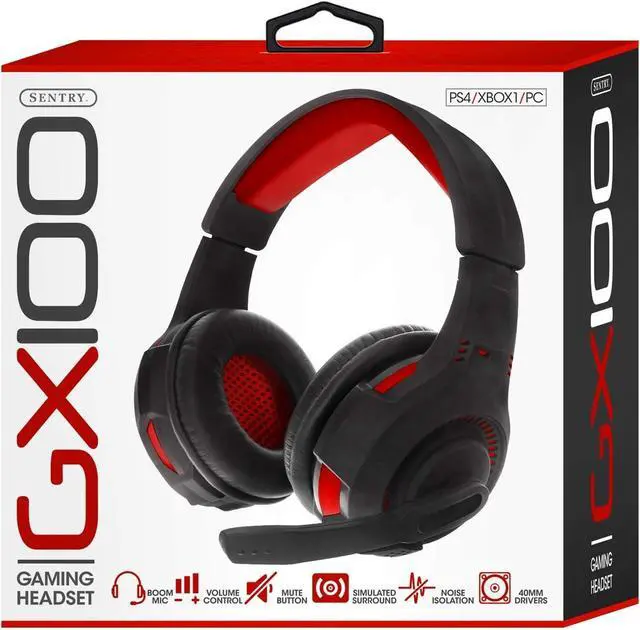 Alt view image 2 of 2 - Generic Sentry HPXGX100RD Stereo Gaming Headset, Red; in-line Volumen and Mic On/Off Controls; Rotating Omni-directional Mic; Adjustable Headband; Comfortable Earpads for Long Use