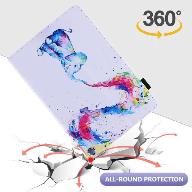 Alt view image 3 of 5 - Dteck for Fire Max 11 Tablet Protective PU Leather Folio Stand Case with Auto Sleep Wake, 4 Card Slots, Lightweight Cute Elephant Case