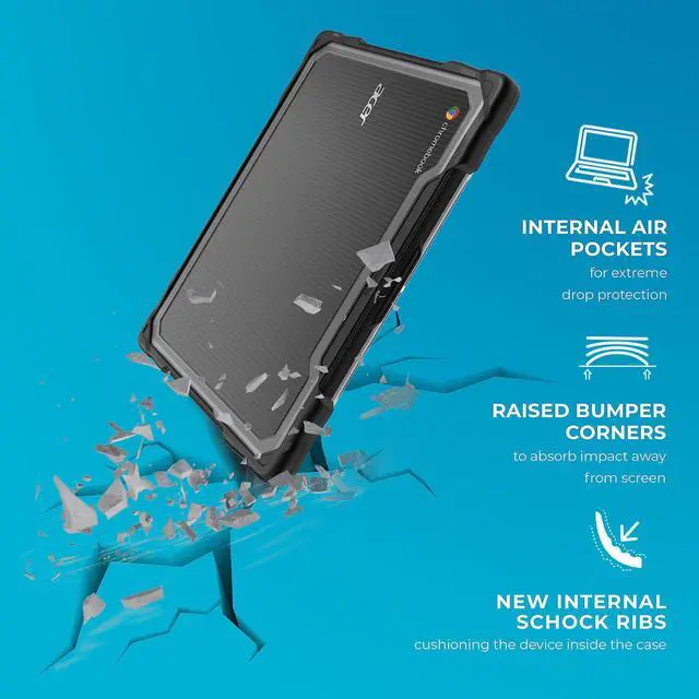 Alt view image 5 of 5 - Gumdrop SlimTech Case Fits Acer Chromebook 511 (C736) Clamshell - Durable, Lightweight, Shockproof, Drop Tested and Reliable Device Protection for Kids, K-12 Students, Classroom and School Use - Black