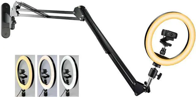 Main image of Upgraded Webcam Wall Mount Selfie Light, 10'' Ring Light with Boom Arm Webcam Wall Stand Holder compatible with Logitech C920/MX Brio 4K/StreamCam/Brio pro X 4K/C930/C922/C925e/C615/Brio 500 webcams