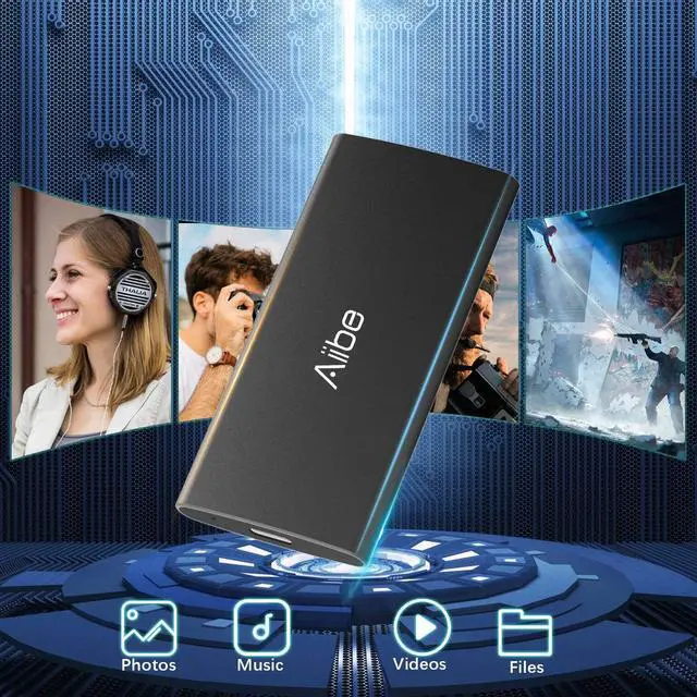 Alt view image 3 of 5 - Aiibe External SSD 250GB External Hard Drive USB C Portable SSD, Up to 500MB/s, USB 3.1, External Solid State Drive 250GB for Laptop, Mac, PS4 (Black)