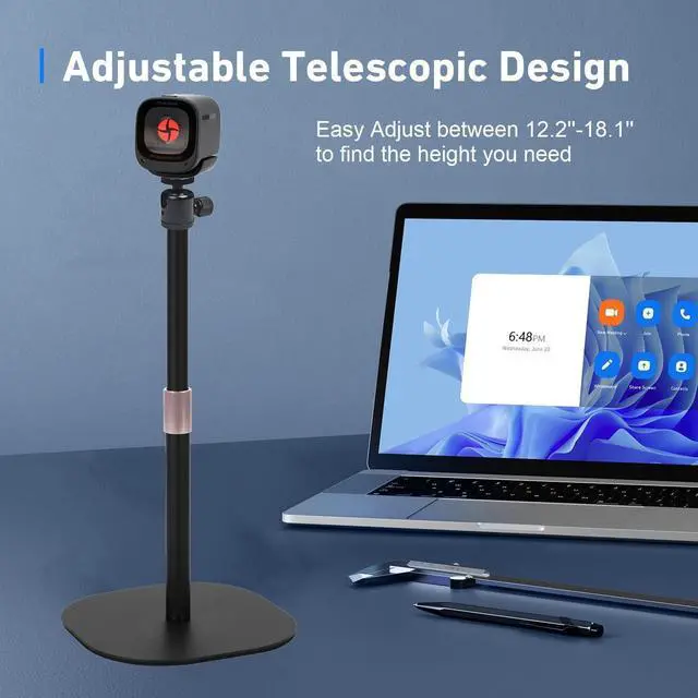Alt view image 2 of 5 - AceTaken Tabletop Webcam Stand, 18'' Heavy-Duty Webcam Tripod Holder Compatible with Anker PowerConf-C200,AnkerWork-C310 Webcams and Nebula Capsule GTV/Laser/Air Projectors