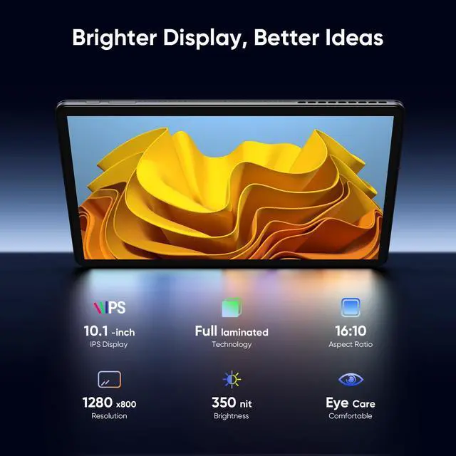 Alt view image 4 of 5 - AE86 10.1" Window 11 Pro Tablet PC 12GB RAM 256GB SSD, Intel Core m3 Processor (up to 3.4 GHz), HD Touchscreen, BT5.0 WiFi 5, Type-C, Micro HDMI, Dual Webcam, Space Gray (Keyboard Sold Separately)