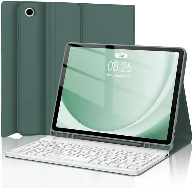 Main image of AMOUOGOEY Keyboard Case for Samsung Galaxy Tab A9 Plus 5G 11 Inch 2023(SM-X210/X216/X218) - Detachable Wireless Bluetooth Keyboard - Folio Smart Cover with S Pen Holder for Galaxy Tab A9+ 11" (Green)