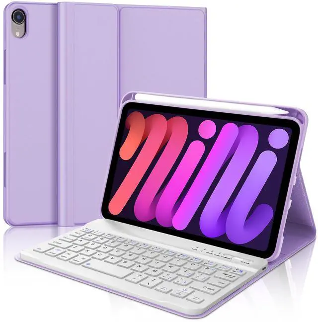 Main image of Keyboard Case for iPad Mini 7th (A17 Pro, 2024) & 6th (2021) 8.3-inch, Rechargeable, Detachable Bluetooth Keyboard, Slim Folio Protective Cover with Pencil Holder for iPad Mini 7th/6th Generation