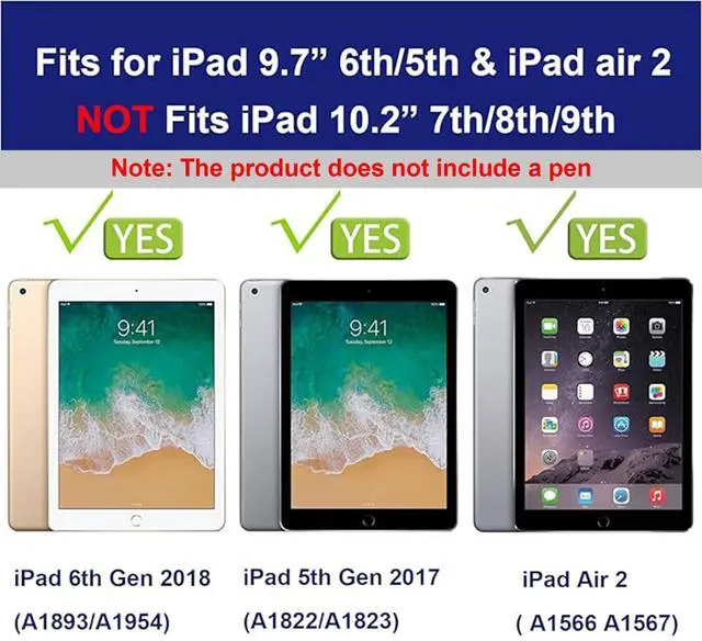 Alt view image 2 of 5 - Andnary Case for iPad 6th/5th Generation 9.7 inch 2018/2017 Case, iPad Air 2/Pro 9.7 inch Heavy Duty Protective Cover with Pencil Holder, Shoulder Strap, 360 Rotate Handle Stand, Blue+Green