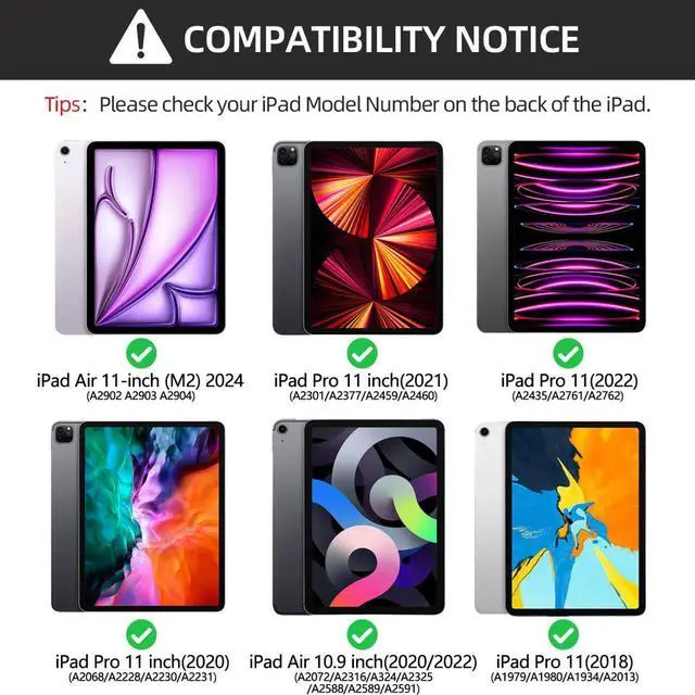 Alt view image 2 of 5 - aMZCaSE for iPad Air11 inch Case with Keyboard(M3/M2, 2025/2024), iPad Pro 11 inch Air 5th 4th Generation Case with Keyboard,Detachable Folio Cover for iPad Pro 11 (4th/3rd/2nd/1st),Pen Hold,Black