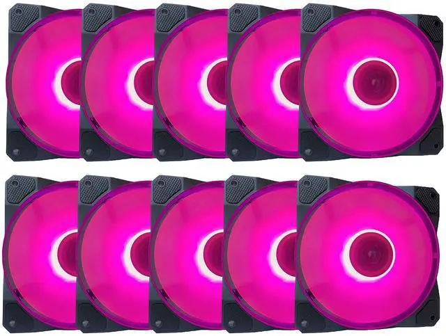 Main image of APEVIA CO1012L-PK Cosmos 120mm Pink LED Ultra Quiet Case Fan with 16 LEDs & Anti-Vibration Rubber Pads (10 Pack)