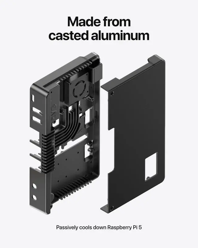 Alt view image 4 of 5 - Argon ONE V5 M.2 Case | Raspberry Pi 5 Aluminum Case with M.2 Single NVME PCIE Slot | Passive and Active Cooling | Dual Full HDMI Port