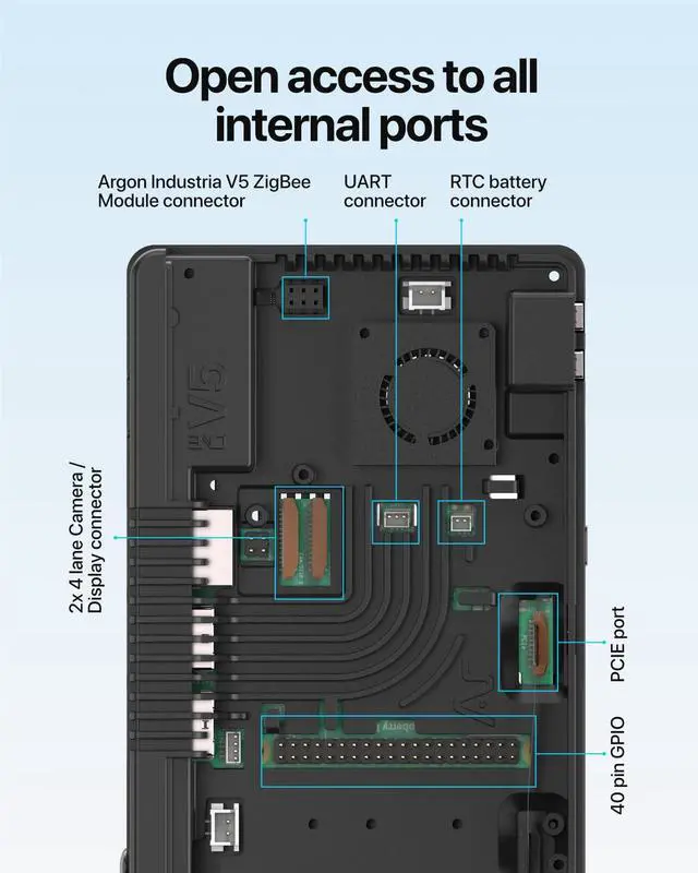 Alt view image 5 of 5 - Argon ONE V5 M.2 Case | Raspberry Pi 5 Aluminum Case with M.2 Single NVME PCIE Slot | Passive and Active Cooling | Dual Full HDMI Port