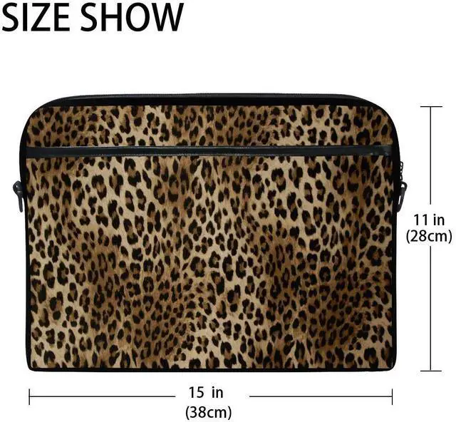 Alt view image 2 of 5 - Vintage Animal Leopard Print 13 13.3 14 Inch Laptop Shoulder Messenger Bag Case Sleeve Briefcase with Handle Strap for Men Women