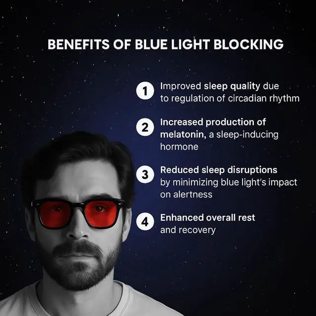 Alt view image 5 of 5 - AU CLAIRE Sleep Glasses for 99.9% Blue Green Light Blocking Dual AR Coatings Red Lens for Computer Gaming Screen Reduce Eyestrain (Aura (Black Frame))