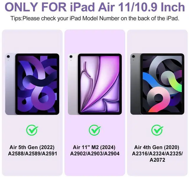 Alt view image 2 of 5 - Keyboard Case for iPad Air 11 Inch Case with Keyboard M3/M2 (2025/2024) & iPad Air 5th/4th Gen, Wireless Detachable Bluetooth Keyboard, Flip Stand Cover with Pencil Holder, Pink (Purple)