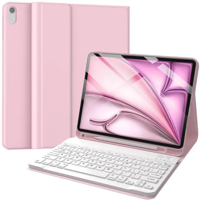 Main image of Keyboard Case for iPad Air 11-inch (M3 2025 / M2 2024) & iPad Air 5th 4th Generation, Wireless Detachable Keyboard with Pencil Holder for iPad Air 11 2024, Pink
