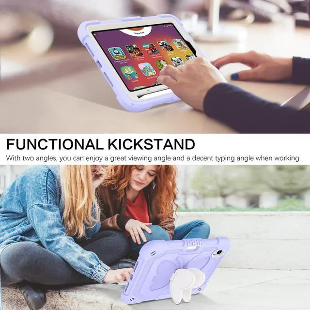 Alt view image 4 of 5 - BENTOBEN for iPad mini 7 A17 Pro Case, for iPad mini 7th/6th Generation Case (2024/2021) with Pencil Holder Kickstand Heavy Duty Shockproof Bumper Protective Girl Boy Kids Tablet Cover, Purple Design