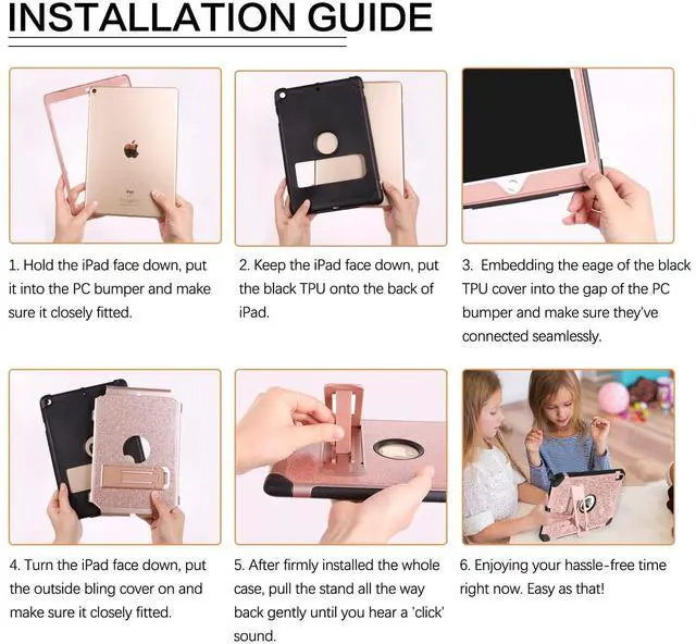 Alt view image 3 of 5 - BENTOBEN for iPad 10th Generation Case, iPad 10.9 Case 2022 with Kickstand Glitter Sparkly 3 Layers Rugged Shockproof Protective Tablet Cover Case for iPad 10.9 Inch 2022 Release, Rose Gold