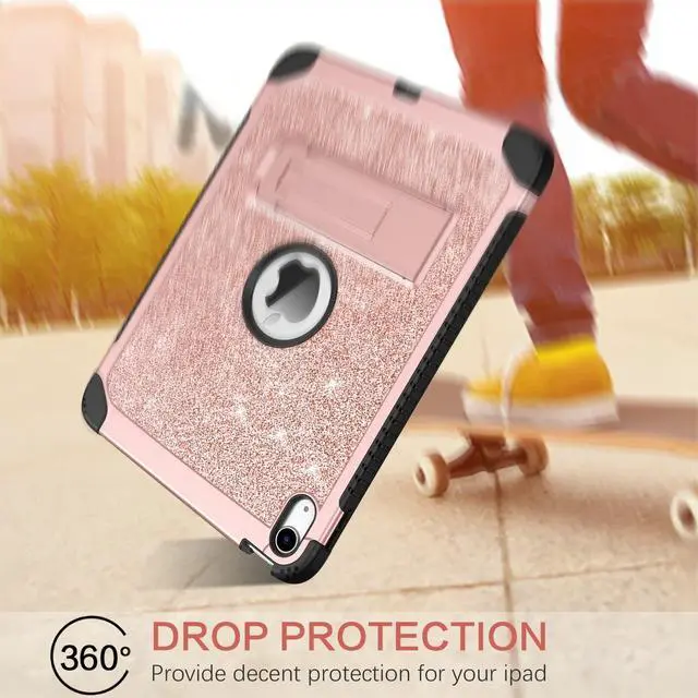 Alt view image 4 of 5 - BENTOBEN for iPad 10th Generation Case, iPad 10.9 Case 2022 with Kickstand Glitter Sparkly 3 Layers Rugged Shockproof Protective Tablet Cover Case for iPad 10.9 Inch 2022 Release, Rose Gold