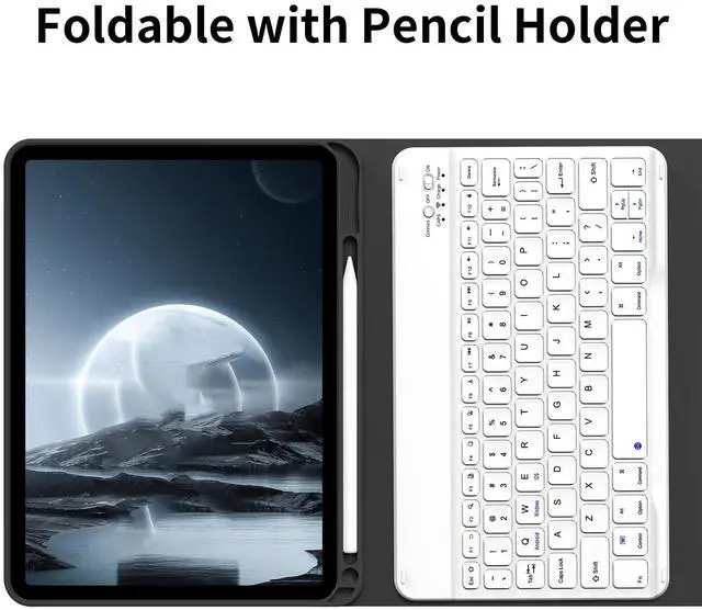 Alt view image 3 of 5 - BQDIYOO Keyboard Case for iPad (A16) 11th Generation 11-inch 2025 & iPad 10th Gen 10.9 inch 2022 with Pencil Holder, Stand Folio Detachable Wireless Bluetooth Keyboard, Soft TPU Back, Black