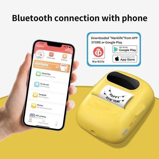 Alt view image 4 of 5 - BrokSilent P50 2 Inch Portable Thermal Label Maker with 1 Roll White 1.57"x1.18"(40 x 30mm) and 3 Roll White 1.96"x2.75"(50 x 70mm) Label Tapes, Bluetooth Label Printer Compatible with iOS&Android
