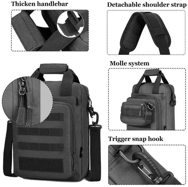 Alt view image 5 of 5 - CamGo Tactical Briefcase Heavy Duty Military Shoulder Messenger Bag Lightweight Mens Handbag