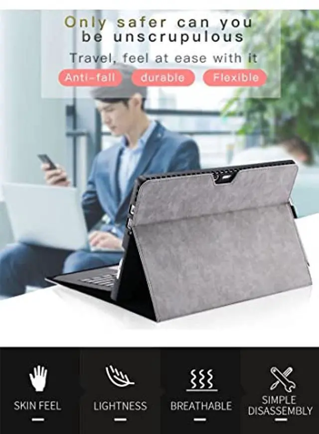 Alt view image 2 of 5 - Protective Case for Surface Pro 7/Pro 6/Pro 5/Pro 4 Tablet,Surface12.3 Inch Case, Compatible with Type Cover Keyboard, Business Cover with Pen Holder,Blue