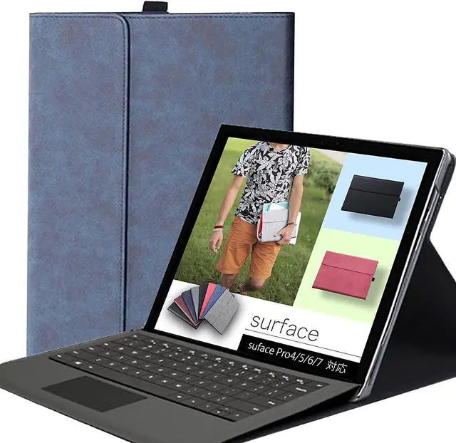 Main image of Protective Case for Surface Pro 7/Pro 6/Pro 5/Pro 4 Tablet,Surface12.3 Inch Case, Compatible with Type Cover Keyboard, Business Cover with Pen Holder,Blue