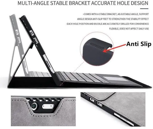 Alt view image 4 of 5 - Protective Case for Surface Pro 7/Pro 6/Pro 5/Pro 4 Tablet,Surface12.3 Inch Case, Compatible with Type Cover Keyboard, Business Cover with Pen Holder,Blue