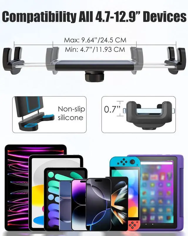 Alt view image 5 of 5 - Charchendo Tablet Holder for Spin Bike, Universal Handlebar Phone Mount with Gooseneck for Stationary Exercise Bike, Elliptical, Compatible with iPad Pro/Air/Mini, Smartphones More Devices 4-13''