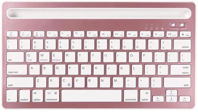 Main image of CHUYI Wireless Bluetooth Keyboard with Stand Slot Quiet Slim Multi Device Keyboard for iPad Phone Tablet Computer PC Portable 78Keys Rechargeable Wireless Keyboards for Windows Android iOS (Rose Gold)