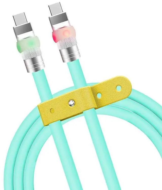 Main image of chubbycable Neon Chubby - Fast Charge UFO Neon Cable Durable Charging Cable Ultra-Thick Silicone LED Light Up Phone Charger Cord, Light Blue, Type-C to Type-C, 4.9FT