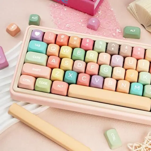 Alt view image 5 of 5 - COOMICKEY MOA Profile Keycaps, PBT Keycaps Candy Keycaps, Dye-Sublimation Cute Keycaps, 126 Keys Custom Keyboard Keycaps Set for 61/64/68/84/87/100/104/108 Cherry MX Mechanical Keyboard
