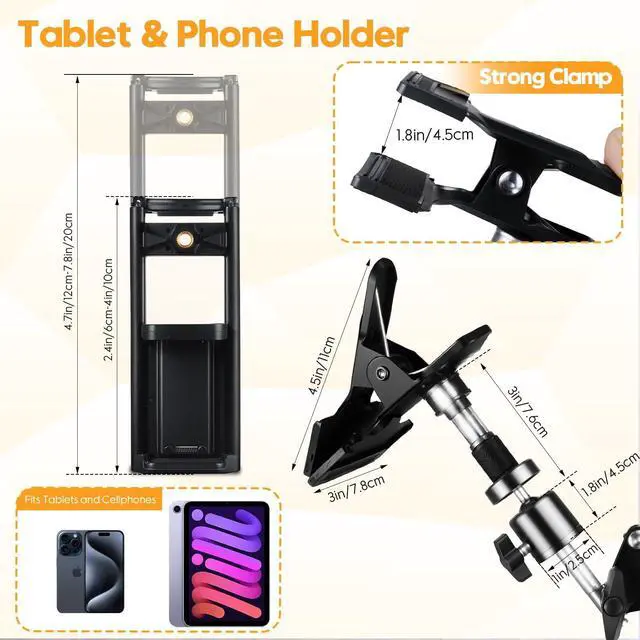 Alt view image 3 of 5 - Black Adjustable Embroidery Hoops Stand for Hand Work,3-in-1 Hoop/Tablet/Phone Holder Floor Stand,Embroidery Desktop StandLap Cross Stitch Frame with 360° Rotation,Hand Embroidery Stand