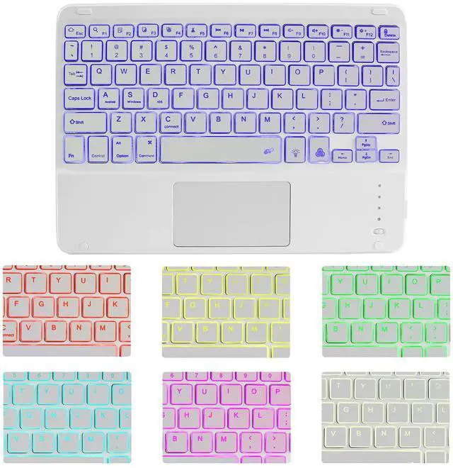 Alt view image 2 of 5 - Wireless Bluetooth Keyboard with Touchpad for iPad - 7 Colors Backlit - Tablet Keyboard Rechargeable for iPad Pro/iPad Air/iPad Mini and Other iOS Android Windows Devices