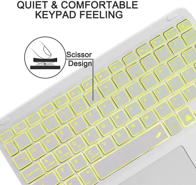 Alt view image 4 of 5 - Wireless Bluetooth Keyboard with Touchpad for iPad - 7 Colors Backlit - Tablet Keyboard Rechargeable for iPad Pro/iPad Air/iPad Mini and Other iOS Android Windows Devices