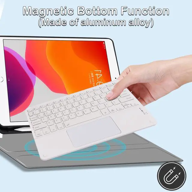 Alt view image 5 of 5 - Wireless Bluetooth Keyboard with Touchpad for iPad - 7 Colors Backlit - Tablet Keyboard Rechargeable for iPad Pro/iPad Air/iPad Mini and Other iOS Android Windows Devices