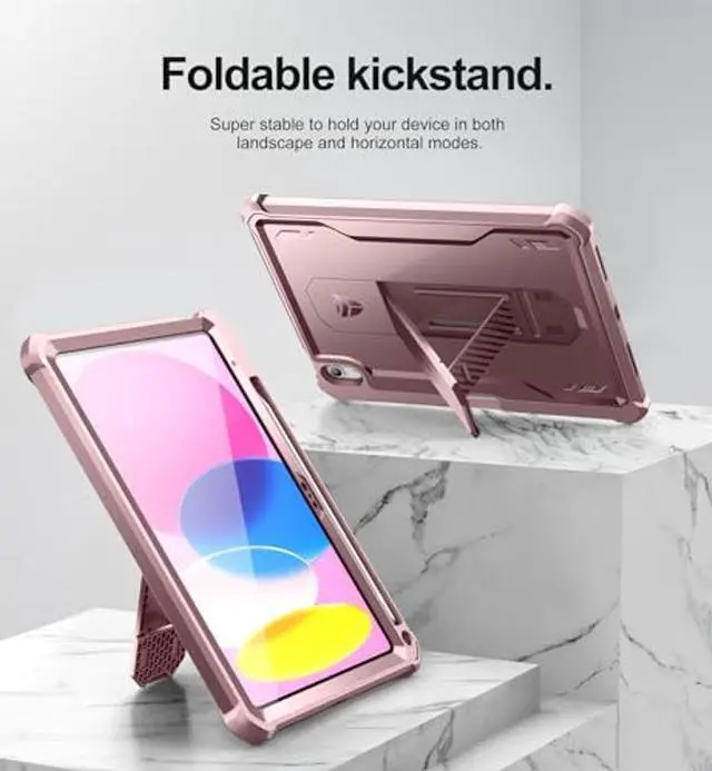 Alt view image 4 of 5 - Dexnor Case for iPad 11th Generation 11 Inch (A16) 2025, iPad 10th Generation 10.9 Inch(2022) with Pen Holder [Built-in Screen Protector & Kickstand] Heavy Duty Rugged Full Body Protective Cover,Pink