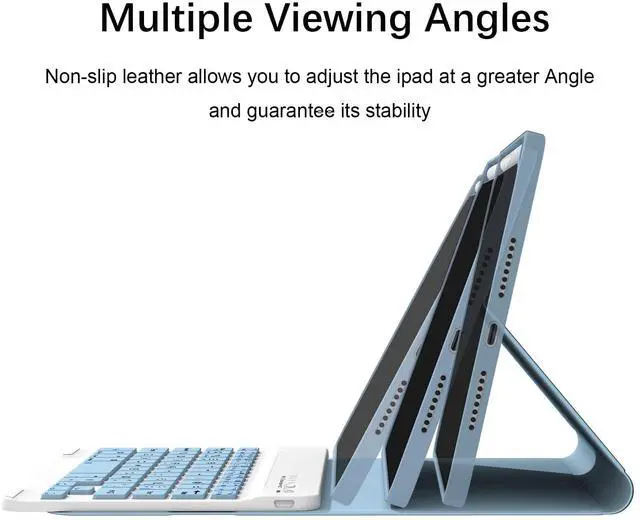 Alt view image 3 of 5 - Divufus Keyboard Case for iPad Mini 7th Generation (A17 Pro) 2024 / 6th Gen 2021 8.3 Inch [Magnetic Detachable Wireless Keyboard][Support 3 System] Flip Stand Case with Pencil Holder, Light Blue