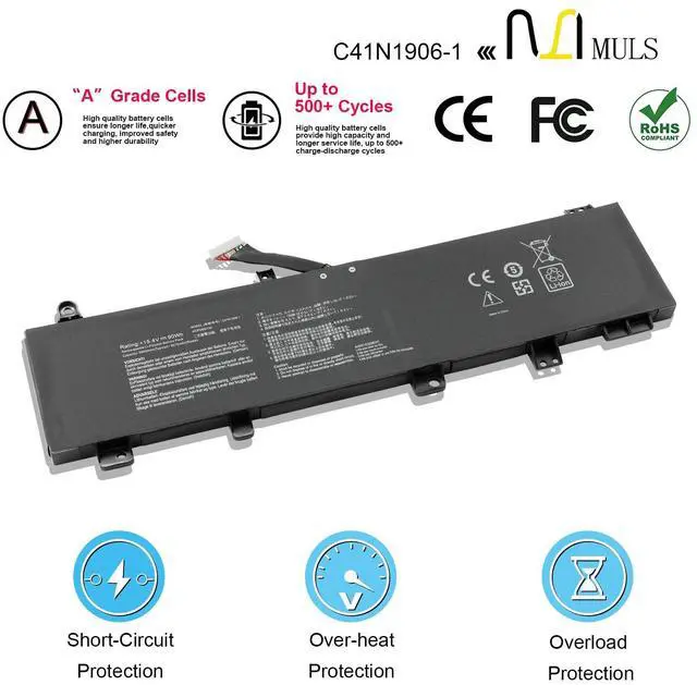Alt view image 5 of 5 - MULS C41N1906-1Laptop Battery Replacement for ASUS TUF Gaming A15 FA506 FA506II FA506QR 2021 F15 FX506 FX506H FX506L A17 FA706 FA706II FA706IU Series